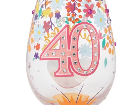 Happy 40th Stemless Wine Glass For Cheap