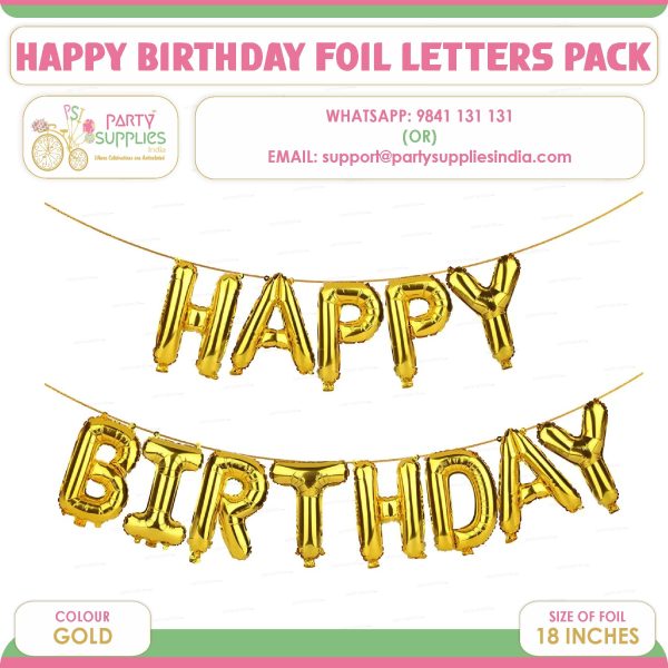 Happy Birthday Gold Foil Balloons Letter Pack Discount