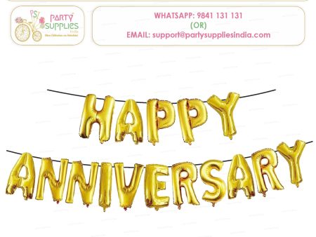 Happy Anniversary Gold Foil Balloons Letter Pack Discount