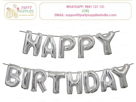 Happy Birthday Silver Foil Balloons Letter Pack Discount