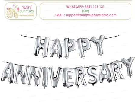 Happy Anniversary Silver Foil Balloons Letter Pack Sale